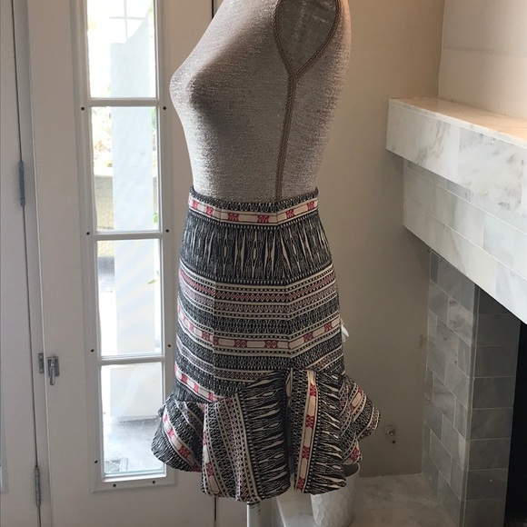 Topshop Tribal Print Ruffled Mini Skirt 4 EUC - Picture 3 of 11